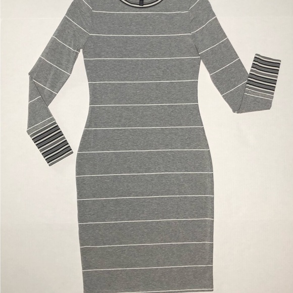 ⭐️NEW⭐️White House Black Market Long Sleeve Midi Stripe Dress With Sweater Trim - Picture 5 of 8